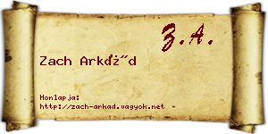 Zach Arkád névjegykártya